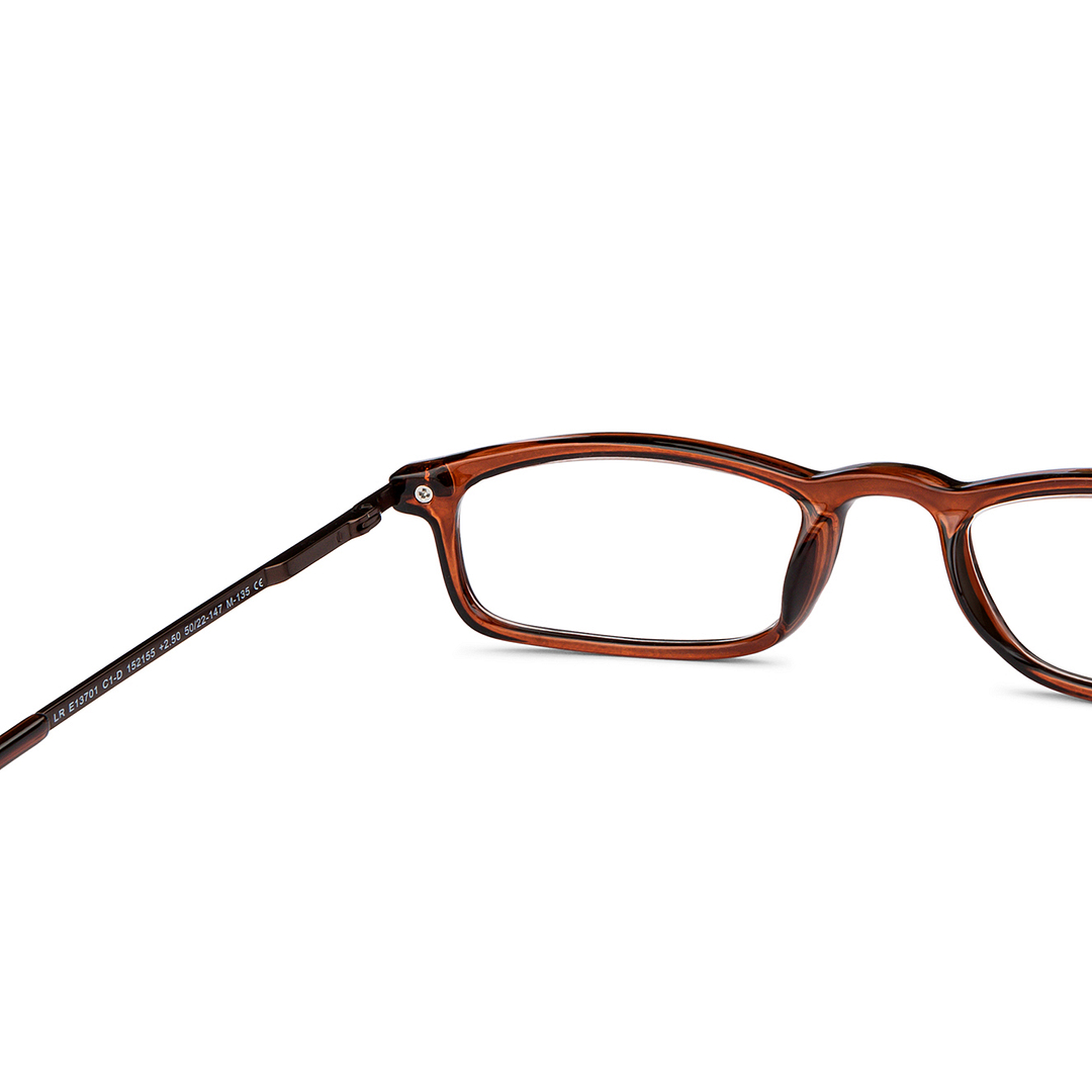 Lenskart READERS Brown Dark Gunmetal Full Rim Rectangle Lenskart READERS LR E13701 Only for 2 5 Prefitted Powers right side