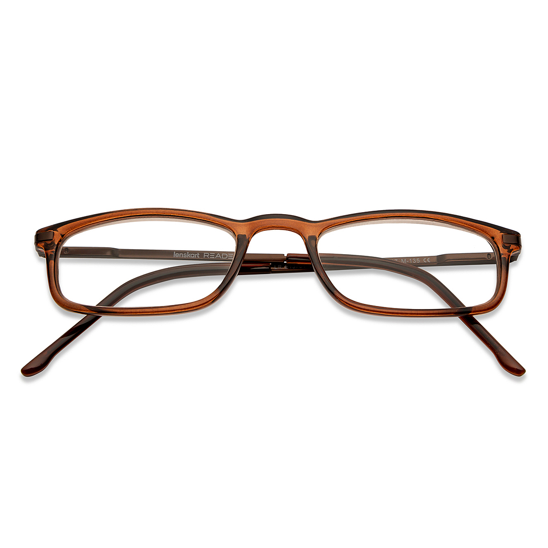 Lenskart READERS Brown Dark Gunmetal Full Rim Rectangle Lenskart READERS LR E13701 Only for 2 5 Prefitted Powers left side