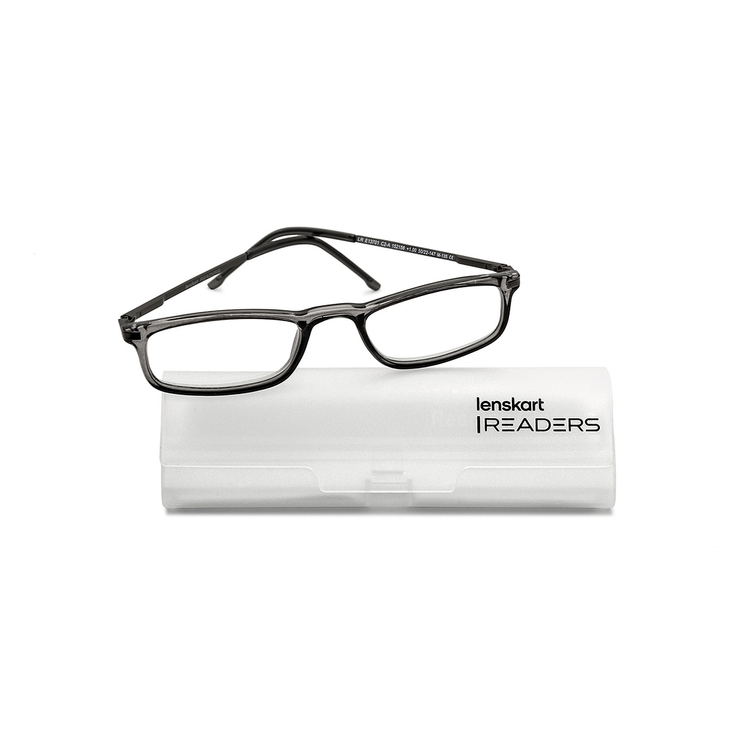 Lenskart READERS Gray Dark Gunmetal Full Rim Rectangle Lenskart READERS LR E13701 Only for 1 Prefitted Powers right side