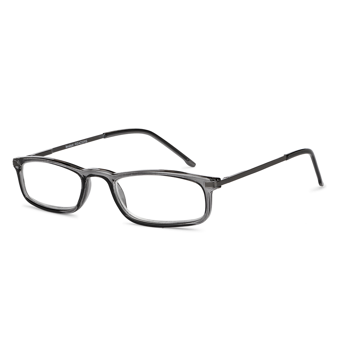 Lenskart READERS Gray Dark Gunmetal Full Rim Rectangle Lenskart READERS LR E13701 Only for 1 5 Prefitted Powers left side