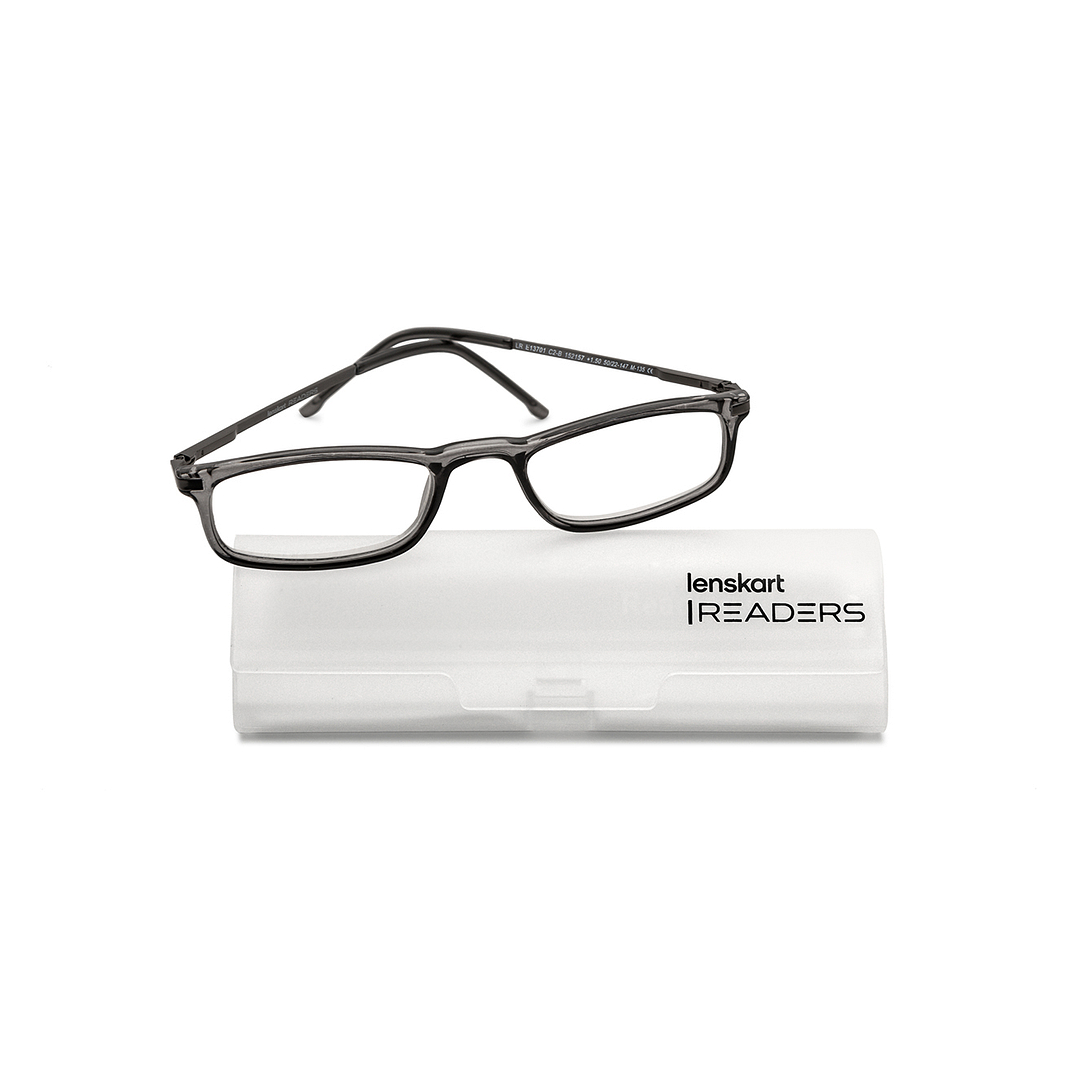 Lenskart READERS Gray Dark Gunmetal Full Rim Rectangle Lenskart READERS LR E13701 Only for 1 5 Prefitted Powers right side