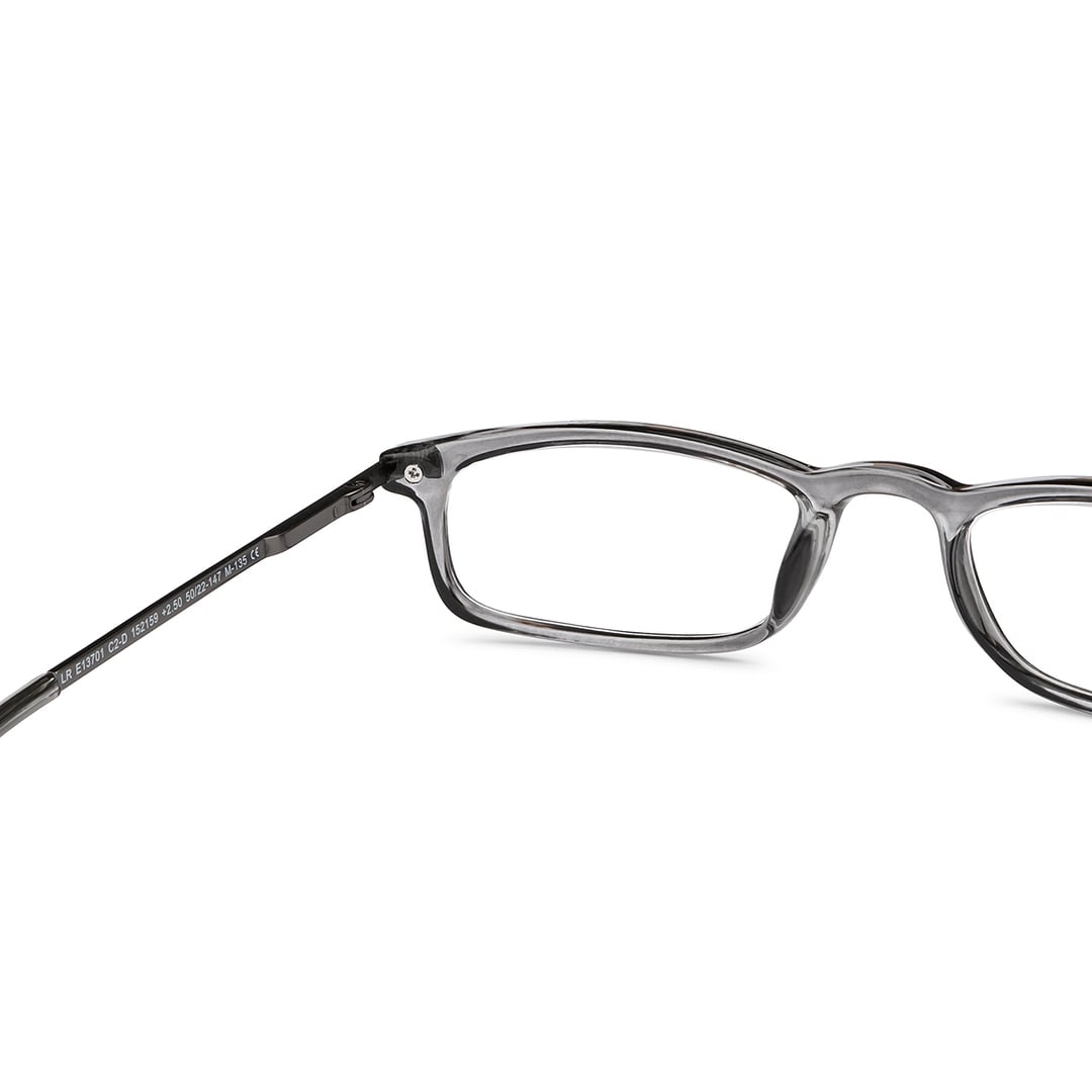 Lenskart READERS Gray Dark Gunmetal Full Rim Rectangle Lenskart READERS LR E13701 Only for 2 5 Prefitted Powers left side