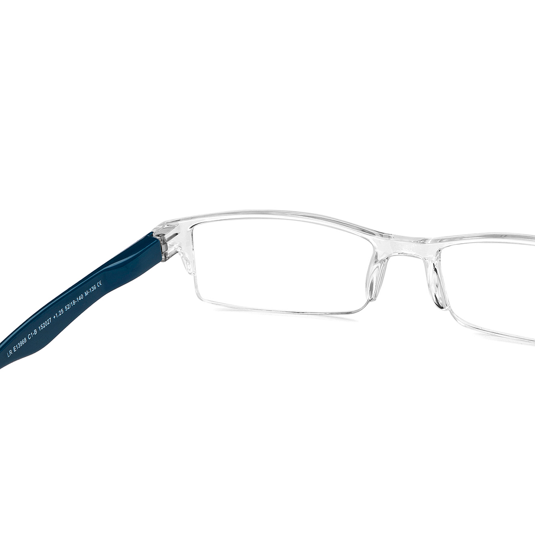 LENSKART BLU READERS Transparent Navy Blue Half Rim Rectangle LENSKART BLU READERS LR E13968 Only for 1 25 Prefitted Powers right side