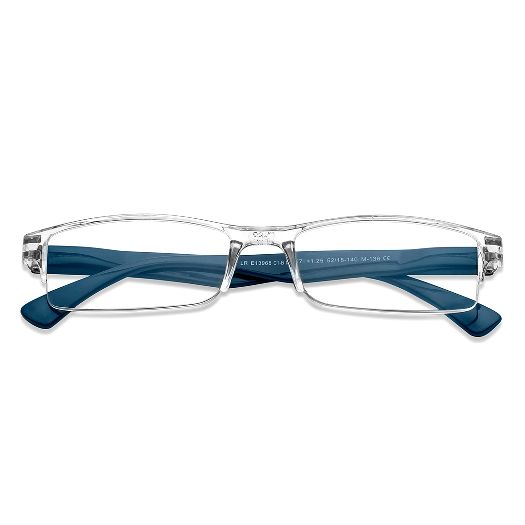 LENSKART BLU READERS Transparent Navy Blue Half Rim Rectangle LENSKART BLU READERS LR E13968 Only for 1 25 Prefitted Powers left side