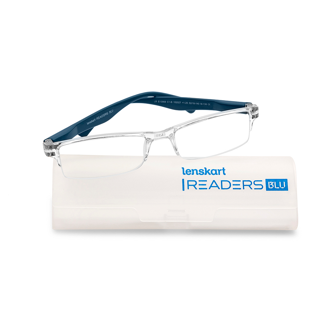 LENSKART BLU READERS Transparent Navy Blue Half Rim Rectangle LENSKART BLU READERS LR E13968 Only for 1 25 Prefitted Powers right side