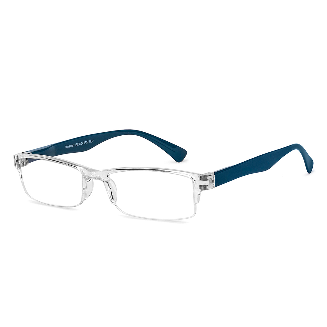 LENSKART BLU READERS Transparent Navy Blue Half Rim Rectangle LENSKART BLU READERS LR E13968 Only for 1 5 Prefitted Powers right side