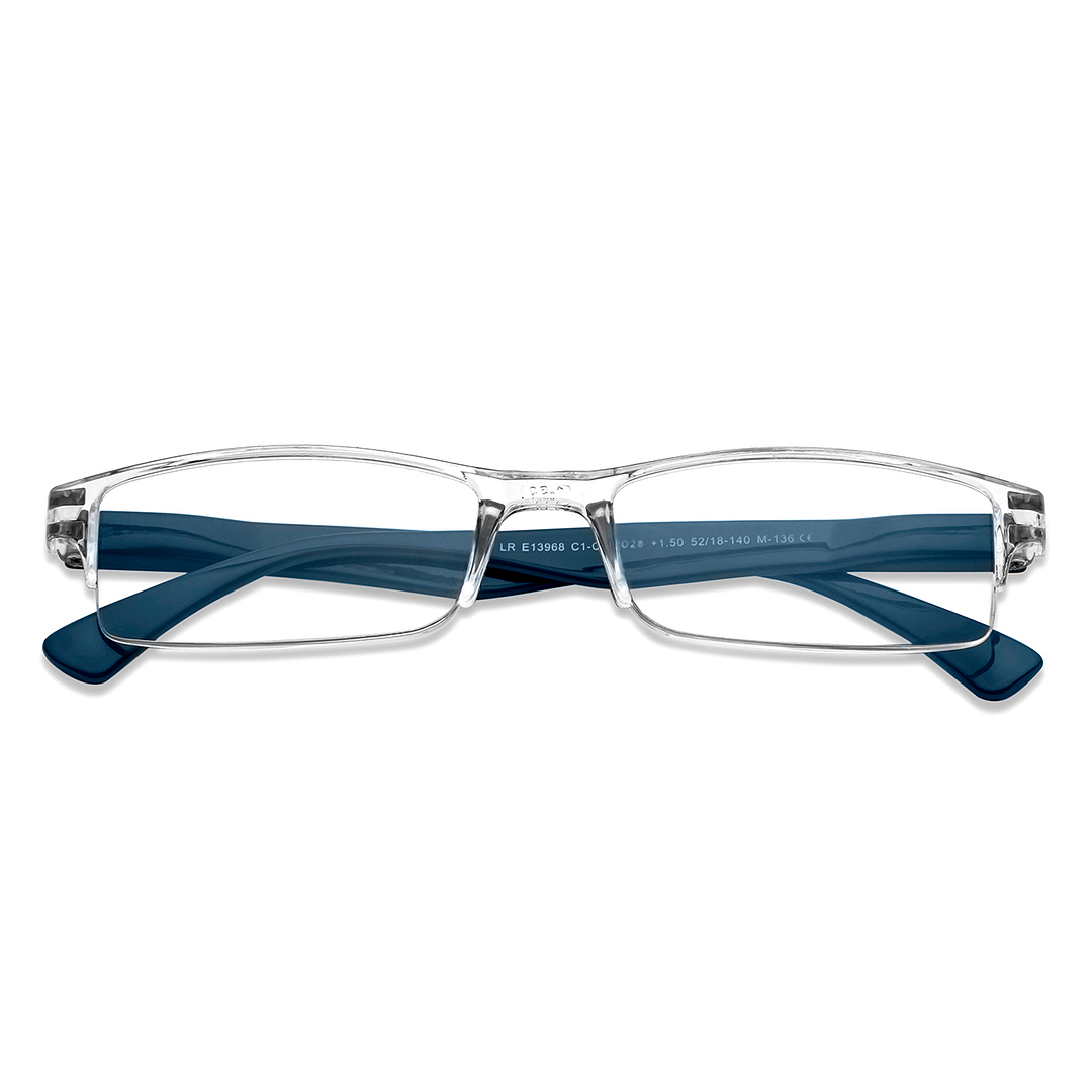 LENSKART BLU READERS Transparent Navy Blue Half Rim Rectangle LENSKART BLU READERS LR E13968 Only for 1 5 Prefitted Powers left side