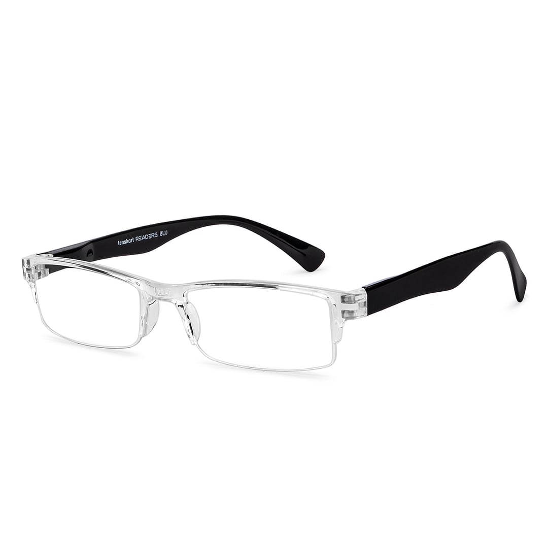 LENSKART BLU READERS Transparent Black Half Rim Rectangle LENSKART BLU READERS LR E13968 Only for 1 5 Prefitted Powers left side