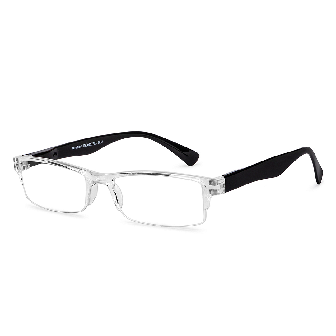 LENSKART BLU READERS Transparent Black Half Rim Rectangle LENSKART BLU READERS LR E13968 Only for 1 75 Prefitted Powers left side