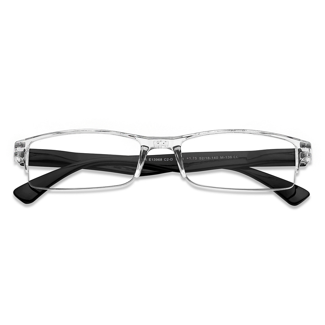 LENSKART BLU READERS Transparent Black Half Rim Rectangle LENSKART BLU READERS LR E13968 Only for 1 75 Prefitted Powers left side