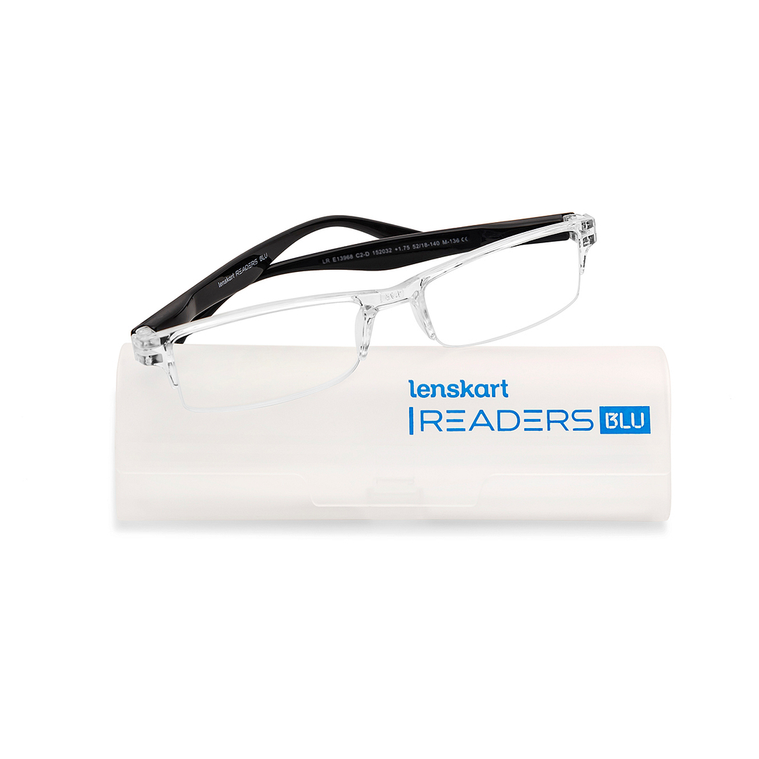 LENSKART BLU READERS Transparent Black Half Rim Rectangle LENSKART BLU READERS LR E13968 Only for 1 75 Prefitted Powers right side