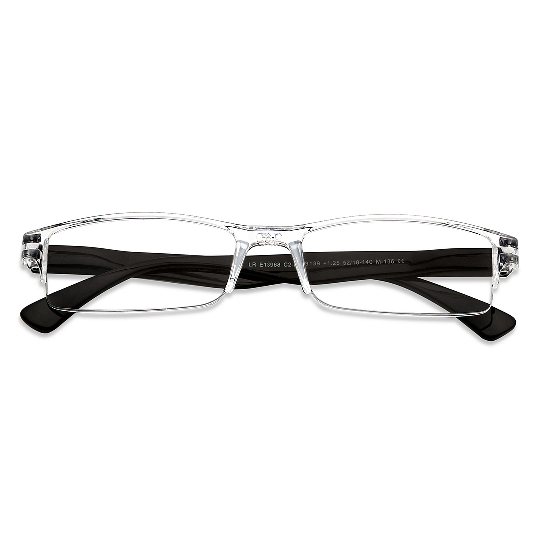 LENSKART BLU READERS Transparent Black Half Rim Rectangle LENSKART BLU READERS LR E13968 Only for 1 25 Prefitted Powers left side