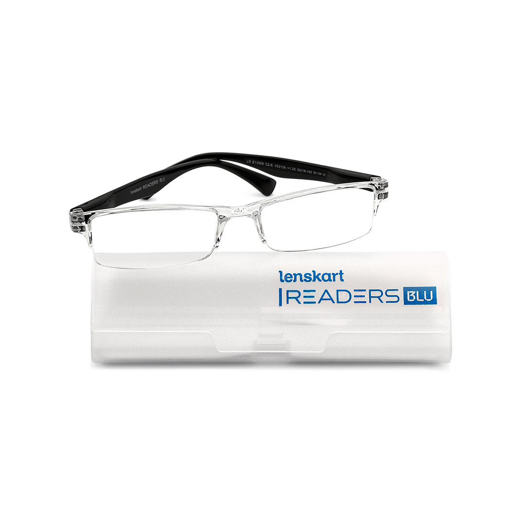 LENSKART BLU READERS Transparent Black Half Rim Rectangle LENSKART BLU READERS LR E13968 Only for 1 25 Prefitted Powers right side