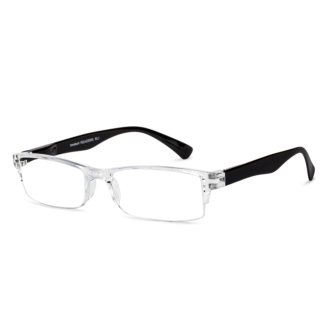 LENSKART BLU READERS Transparent Black Half Rim Rectangle LENSKART BLU READERS LR E13968 Only for 2 25 Prefitted Powers left side