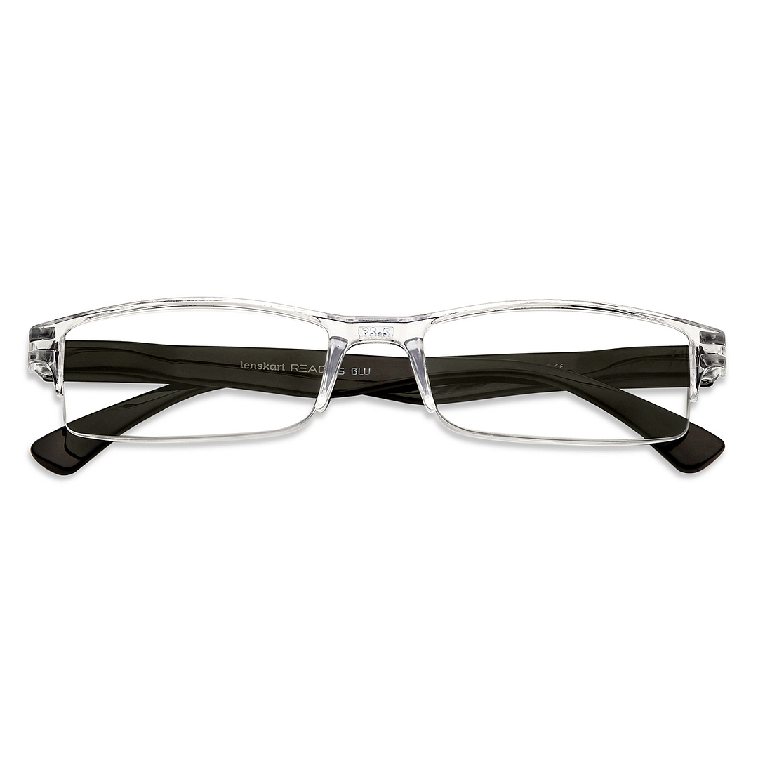 LENSKART BLU READERS Transparent Black Half Rim Rectangle LENSKART BLU READERS LR E13968 Only for 2 25 Prefitted Powers left side