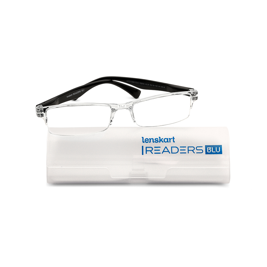 LENSKART BLU READERS Transparent Black Half Rim Rectangle LENSKART BLU READERS LR E13968 Only for 2 25 Prefitted Powers right side