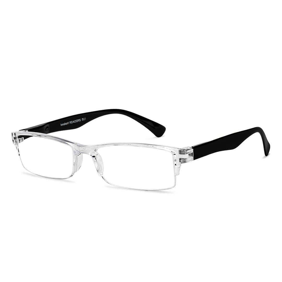 LENSKART BLU READERS Transparent Black Half Rim Rectangle LENSKART BLU READERS LR E13968 Only for 2 5 Prefitted Powers left side