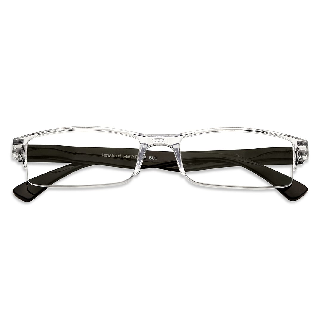 LENSKART BLU READERS Transparent Black Half Rim Rectangle LENSKART BLU READERS LR E13968 Only for 2 5 Prefitted Powers left side