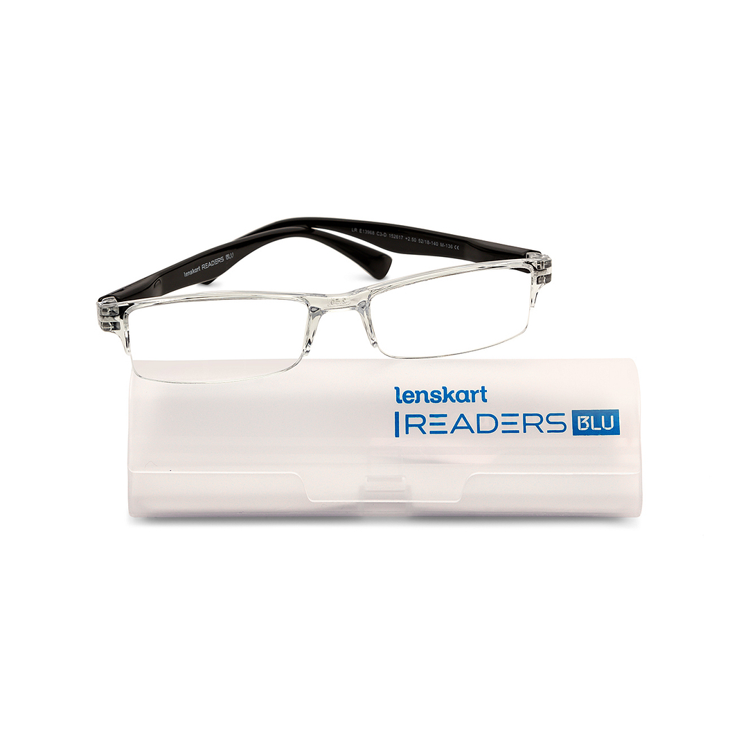 LENSKART BLU READERS Transparent Black Half Rim Rectangle LENSKART BLU READERS LR E13968 Only for 2 5 Prefitted Powers right side