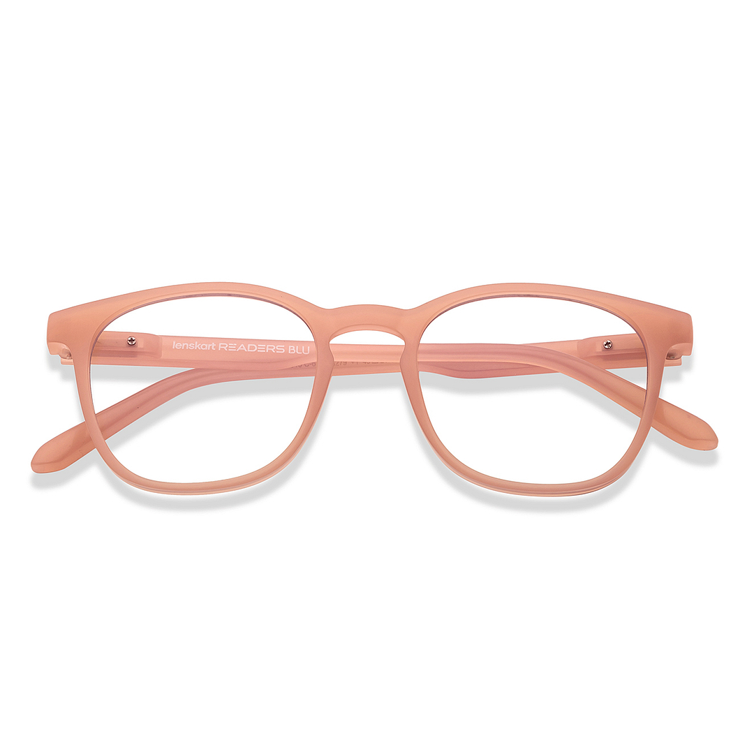 LENSKART BLU READERS Red Baby Pink Full Rim Square LENSKART BLU READERS LR E15615 Only for 1 Prefitted Powers left side