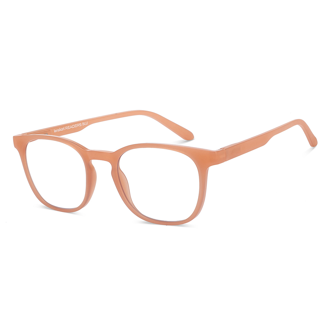 LENSKART BLU READERS Red Baby Pink Full Rim Square LENSKART BLU READERS LR E15615 Only for 1 25 Prefitted Powers left side