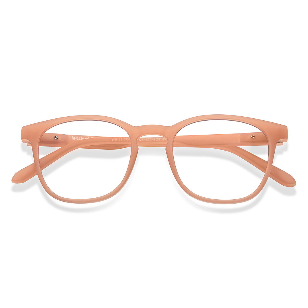 LENSKART BLU READERS Red Baby Pink Full Rim Square LENSKART BLU READERS LR E15615 Only for 1 25 Prefitted Powers left side