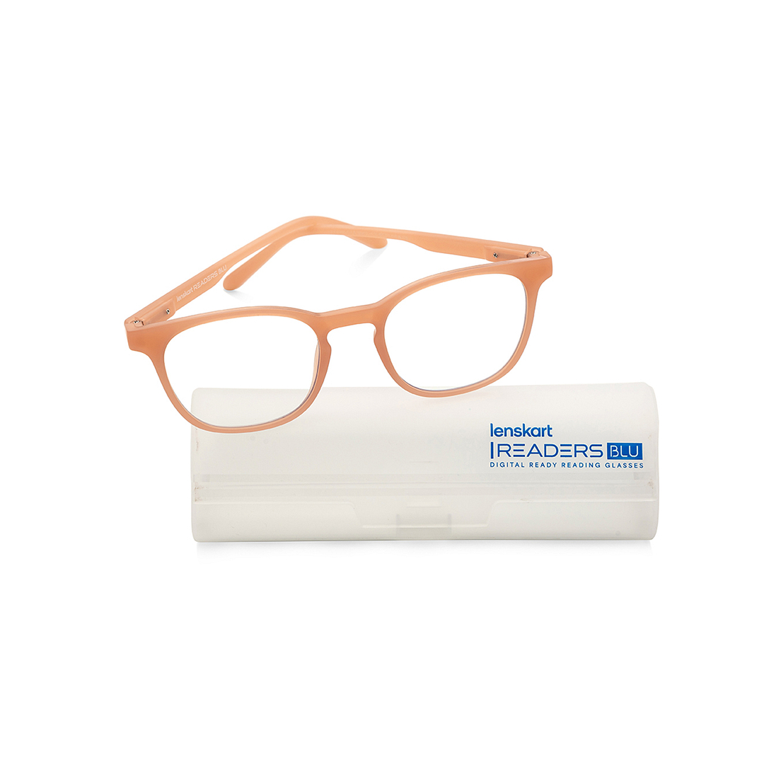 LENSKART BLU READERS Red Baby Pink Full Rim Square LENSKART BLU READERS LR E15615 Only for 1 25 Prefitted Powers right side