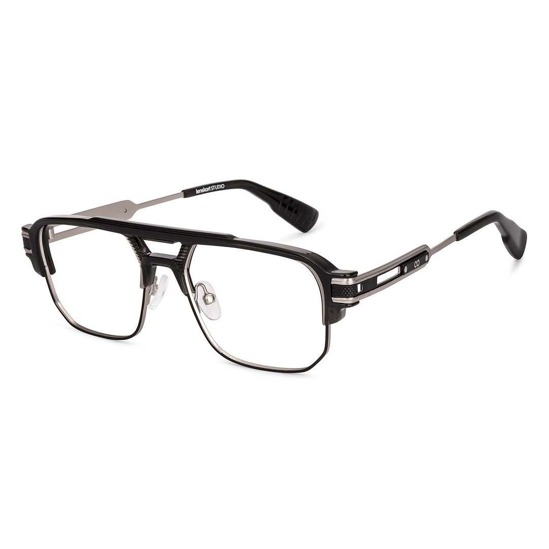 Lenskart STUDIO Black Gunmetal Full Rim Geometric left side