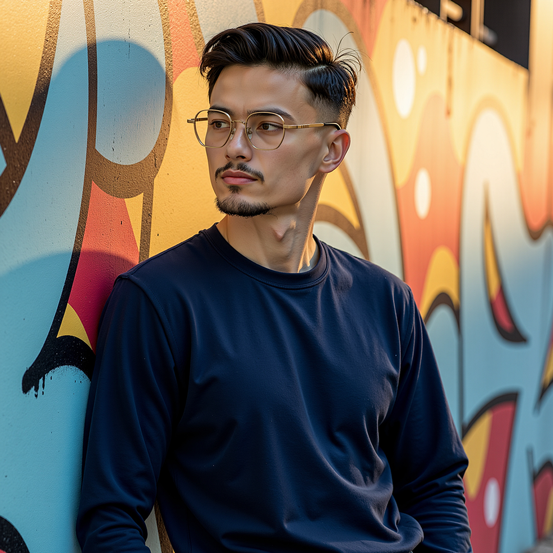 Lenskart STUDIO Light Gold Full Rim Geometric left side