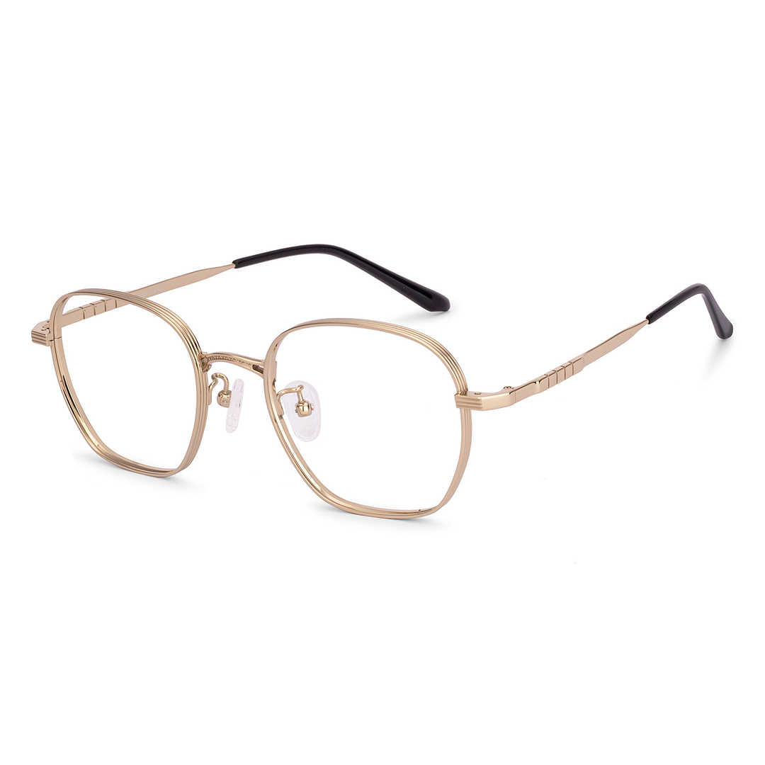 Lenskart STUDIO Light Gold Full Rim Geometric left side