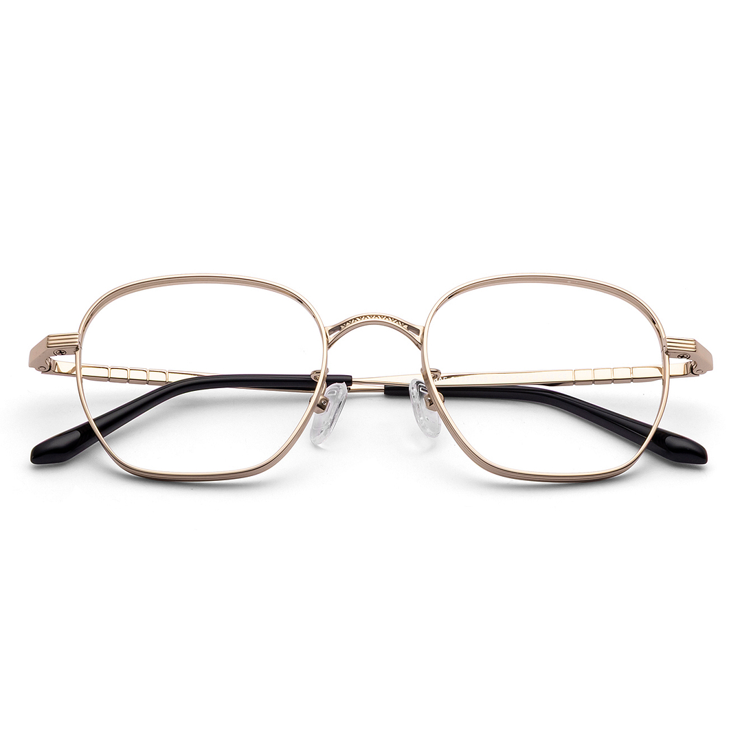 Lenskart STUDIO Light Gold Full Rim Geometric left side