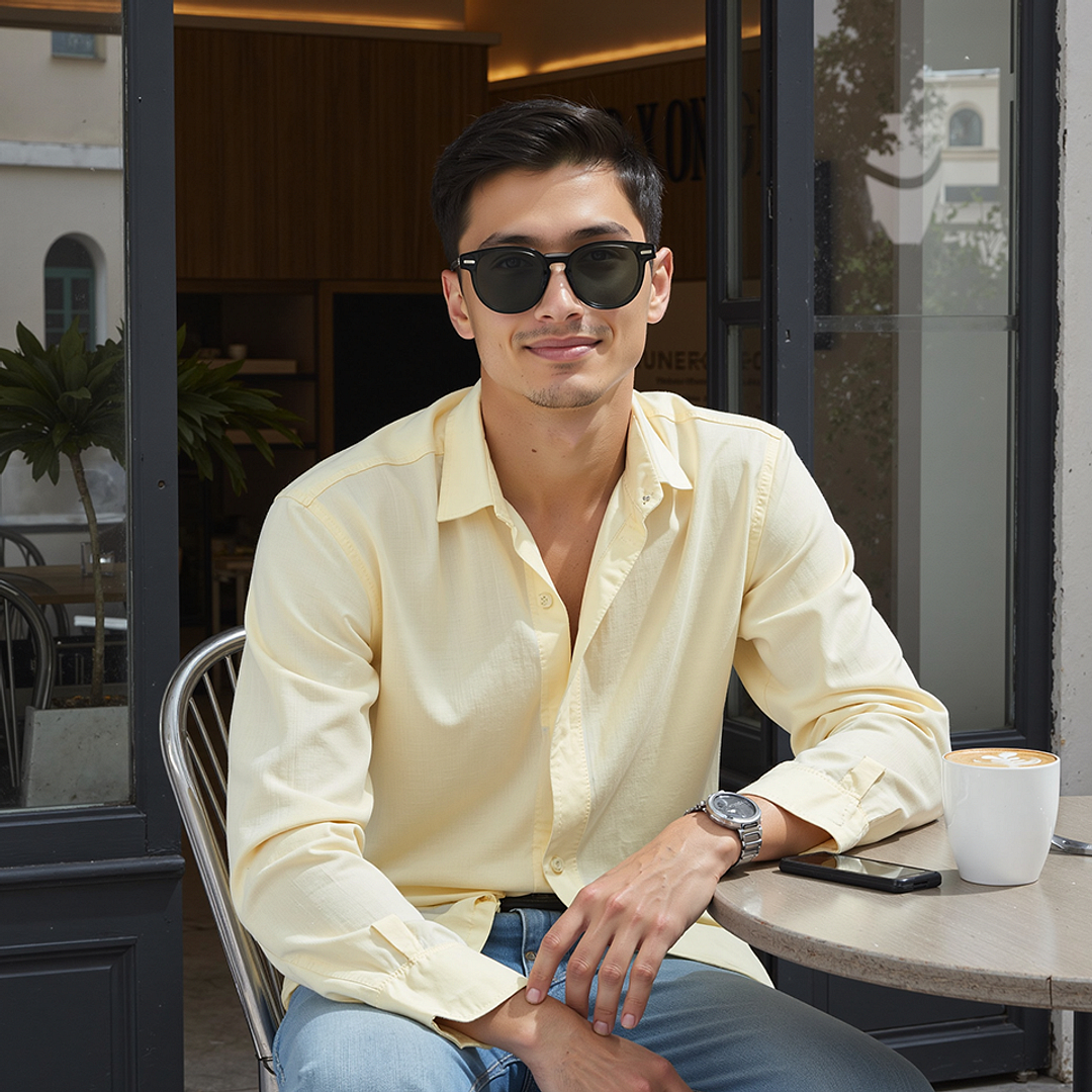 Lenskart STUDIO Light Grey Full Rim Round left side