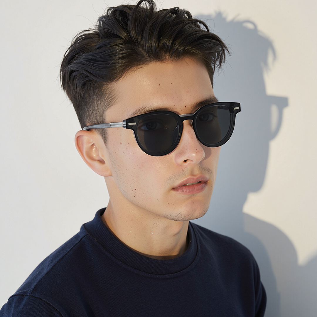 Lenskart STUDIO Light Grey Full Rim Round left side