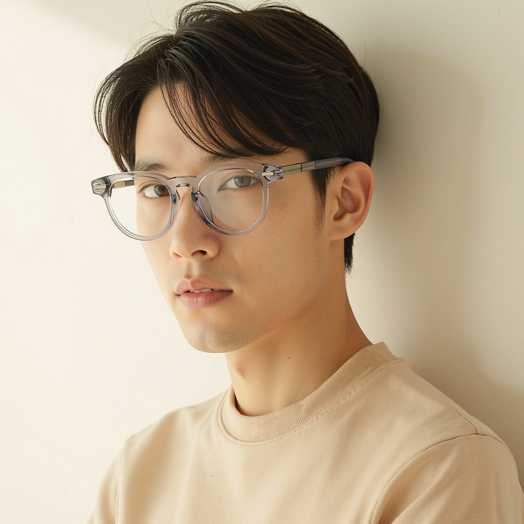 Lenskart STUDIO Light Grey Full Rim Round left side