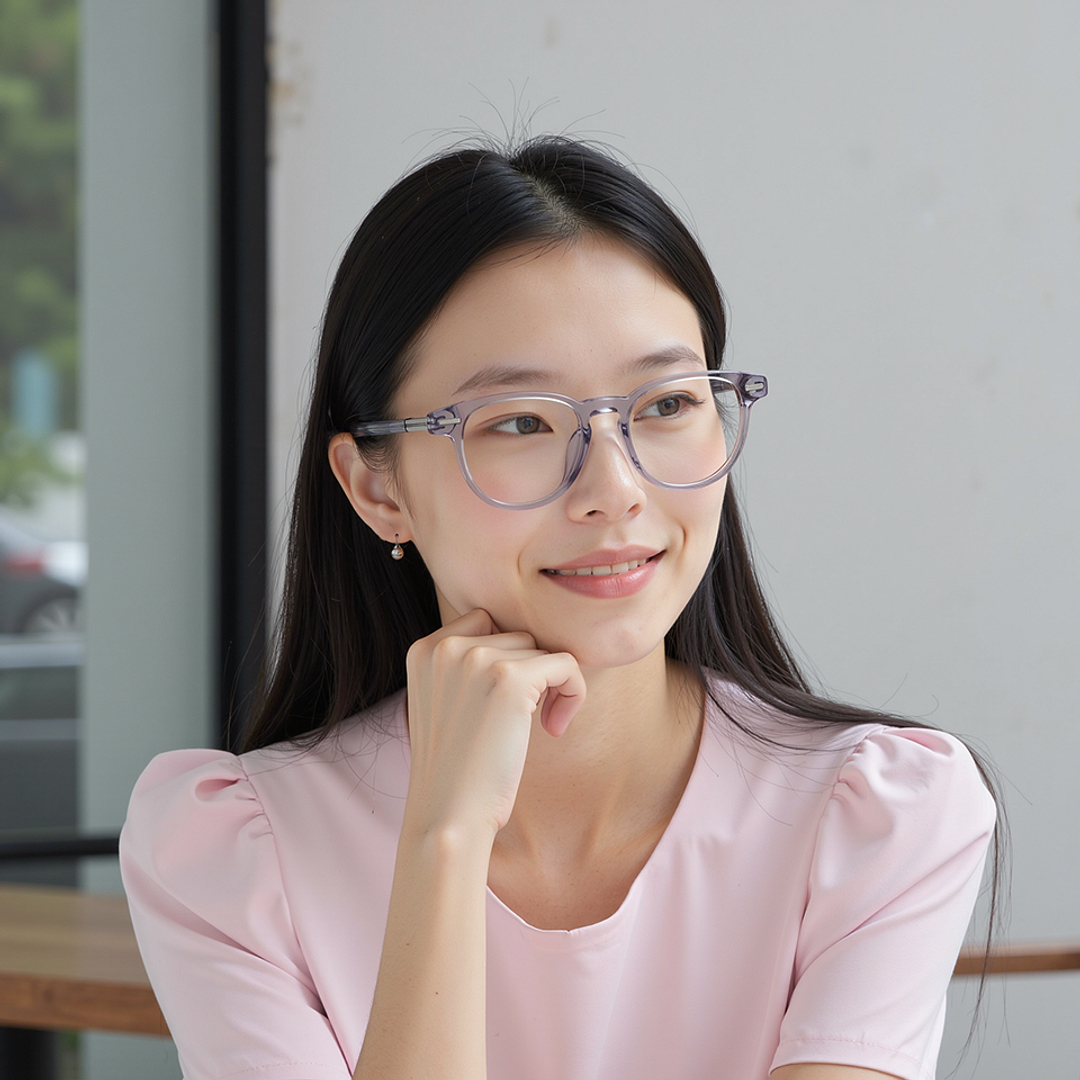 Lenskart STUDIO Light Grey Full Rim Round left side