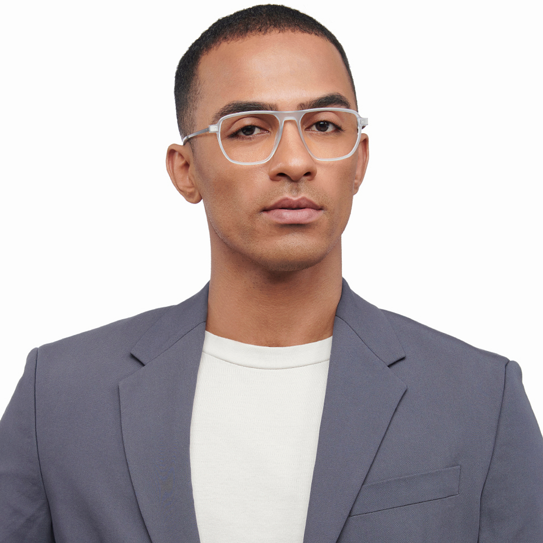 Lenskart Air Blue Transparent Full Rim Geometric left side