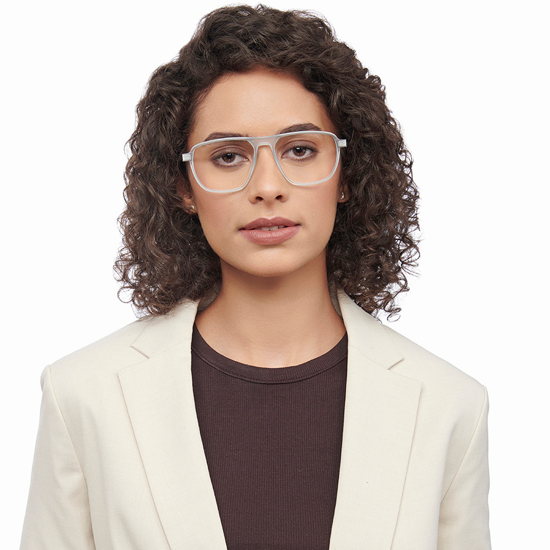 Lenskart Air Blue Transparent Full Rim Geometric left side