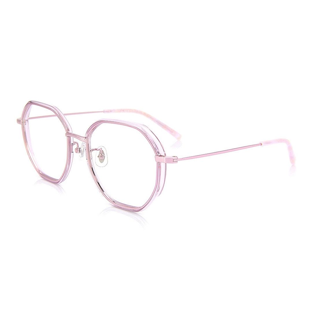 +NICHE Pink Transparent Full Rim Polygon left side