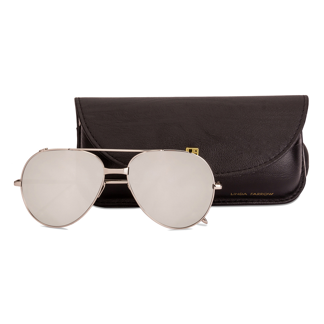 Linda Farrow Silver Full Rim Aviator left side