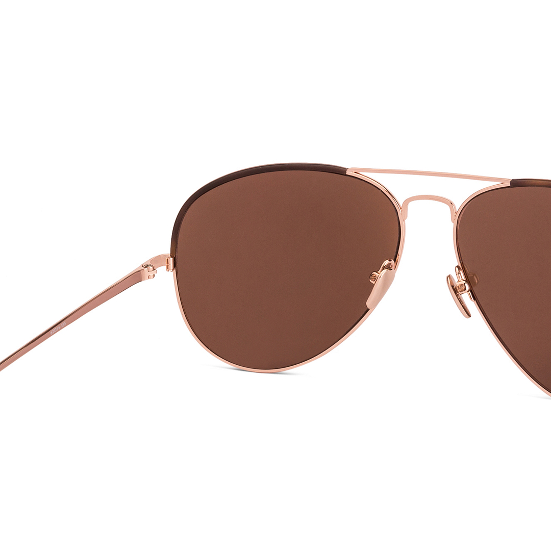 BRANDED Golden Brown Full Rim Aviator right side