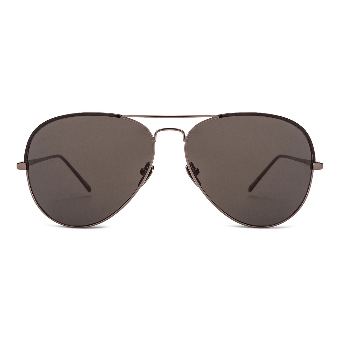 BRANDED Mid Gunmetal Full Rim Aviator left side