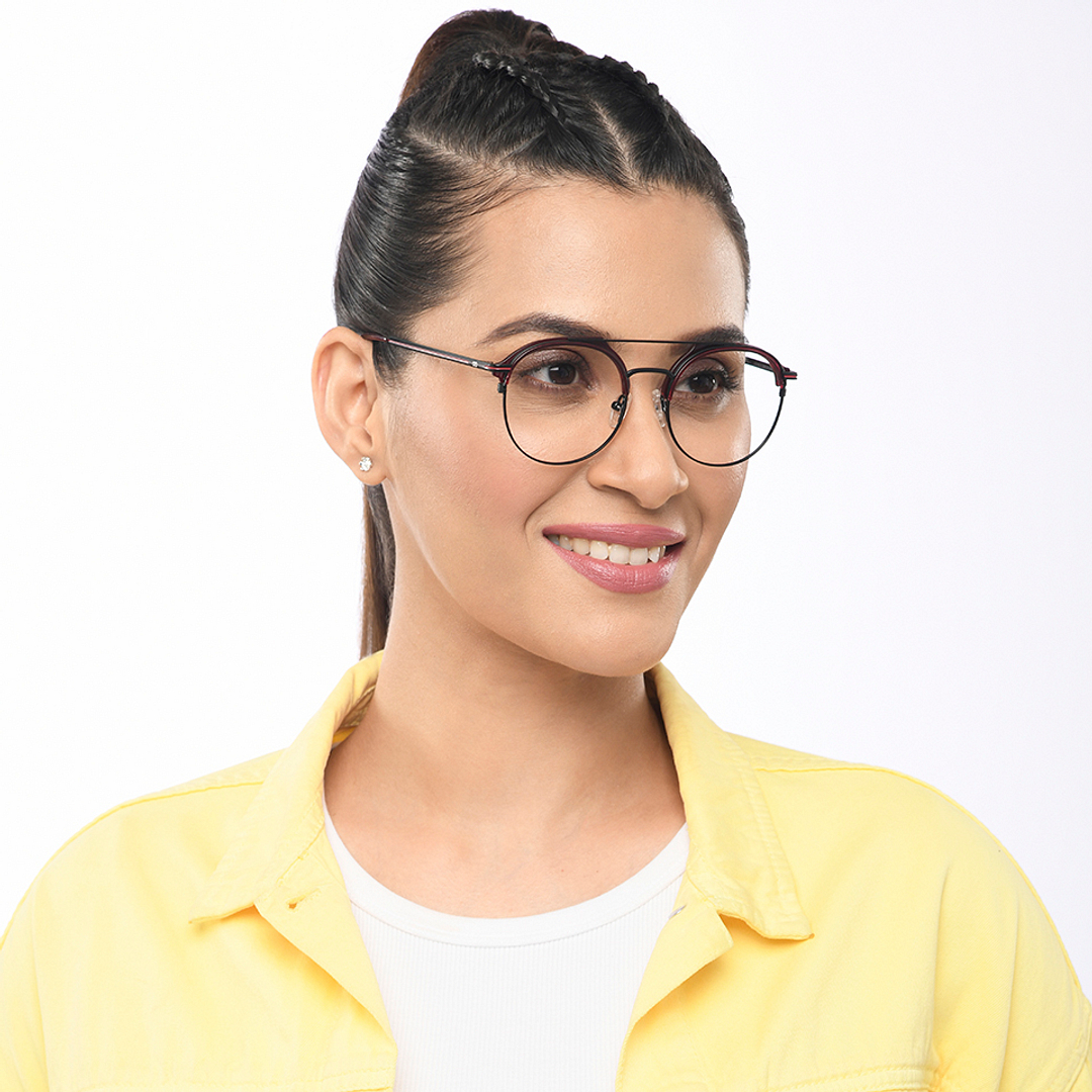 Lenskart Studio Online Red Full Rim Round left side