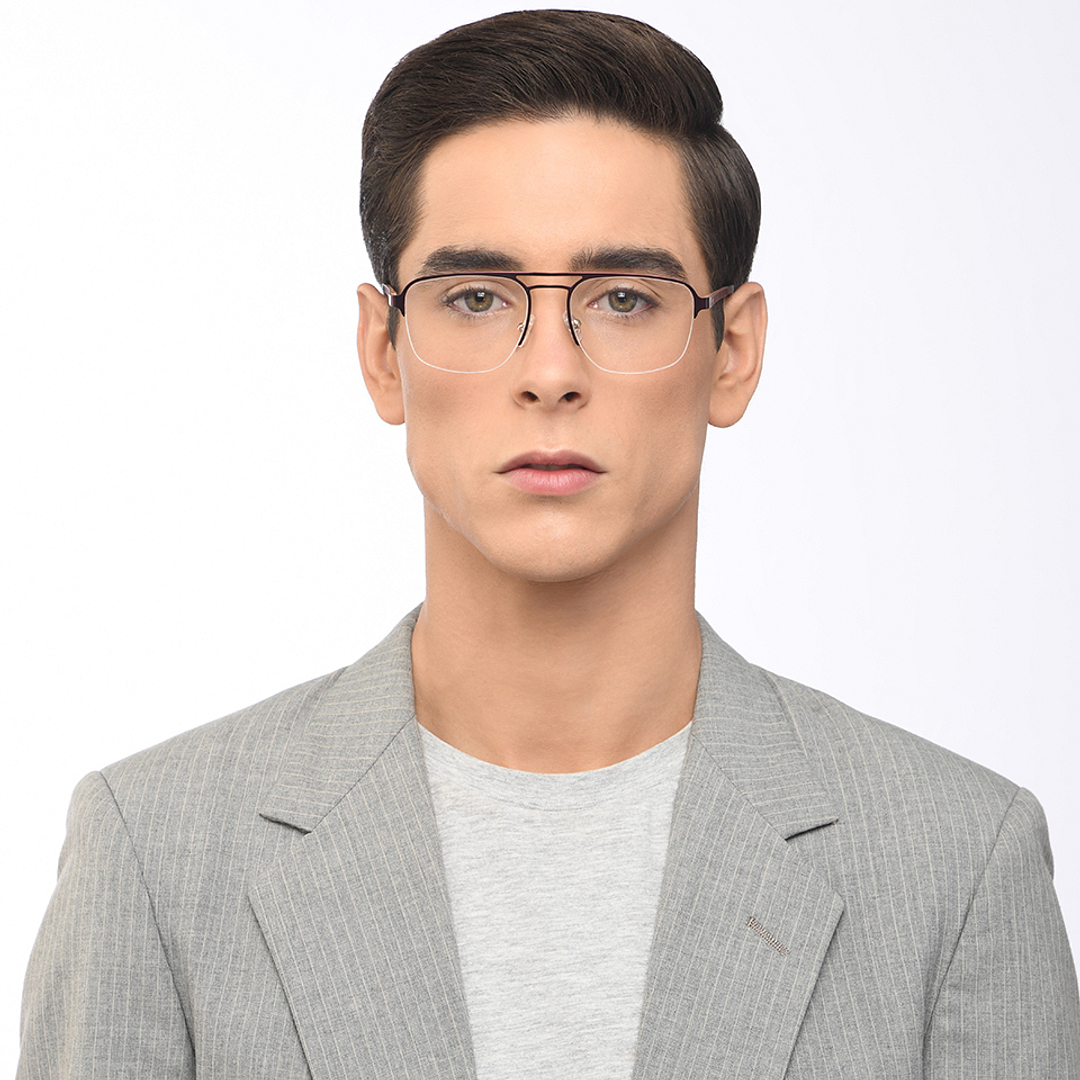 Lenskart Air Online Red Half Rim Aviator right side