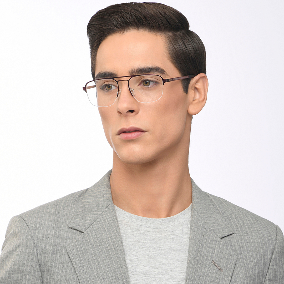 Lenskart Air Online Red Half Rim Aviator left side