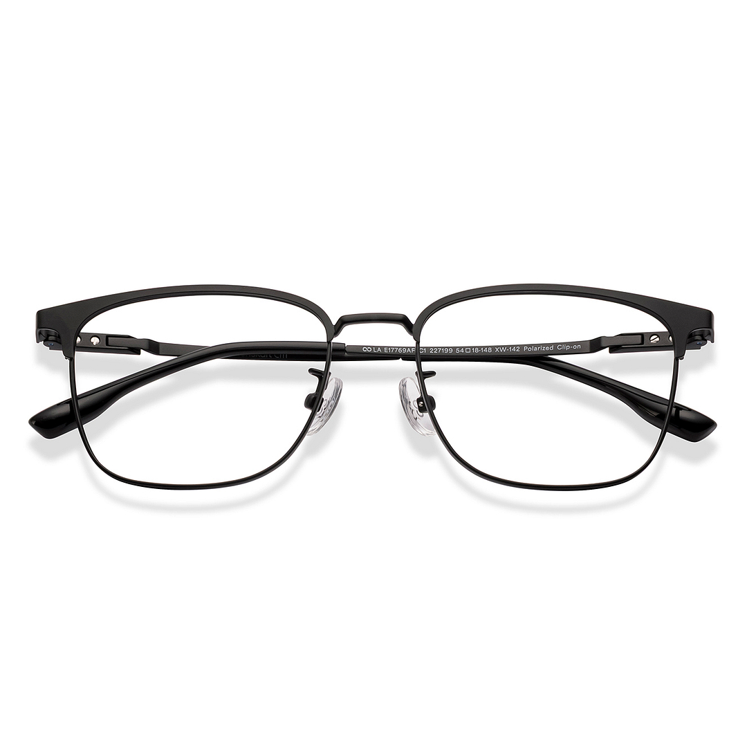 Lenskart Air Matte Black Full Rim Clubmaster left side