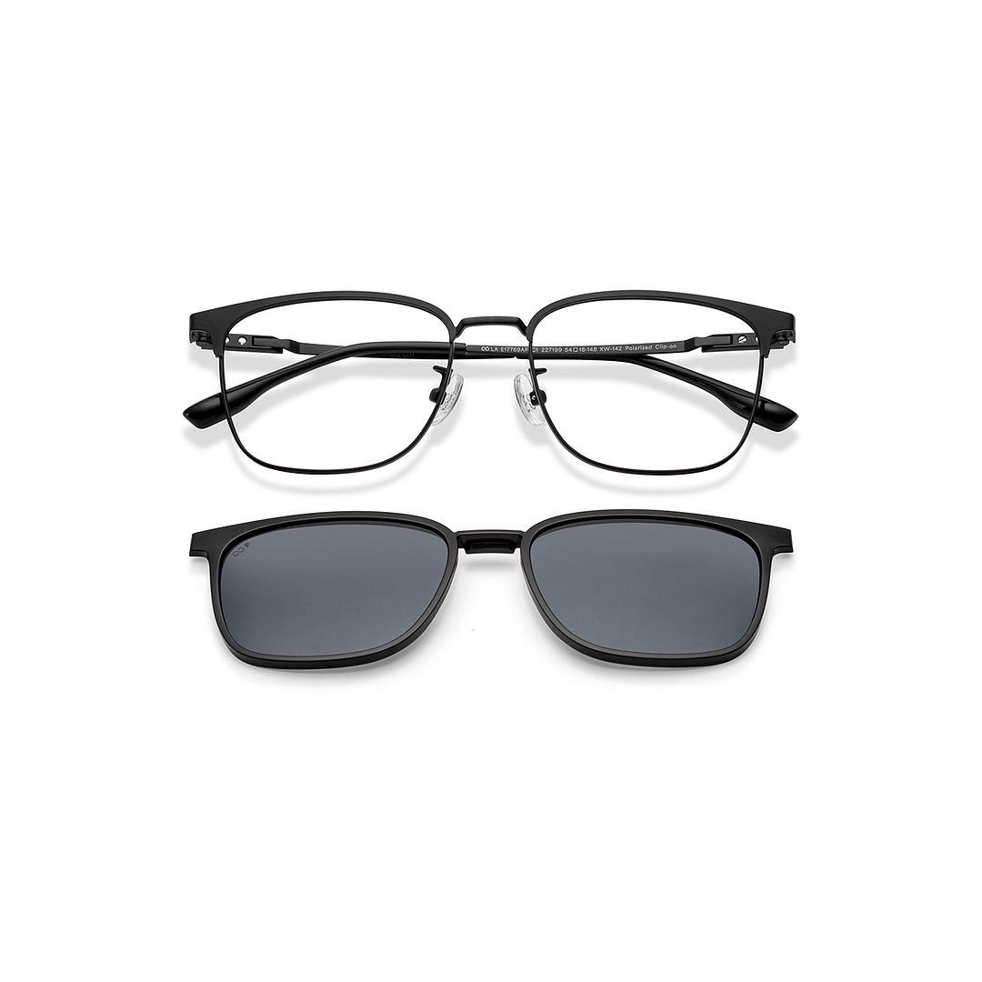 Lenskart Air Matte Black Full Rim Clubmaster left side