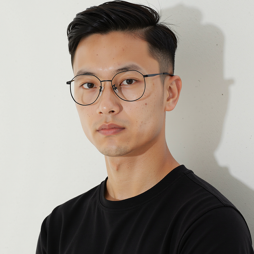 Lenskart Matte Black Full Rim Hexagonal left side