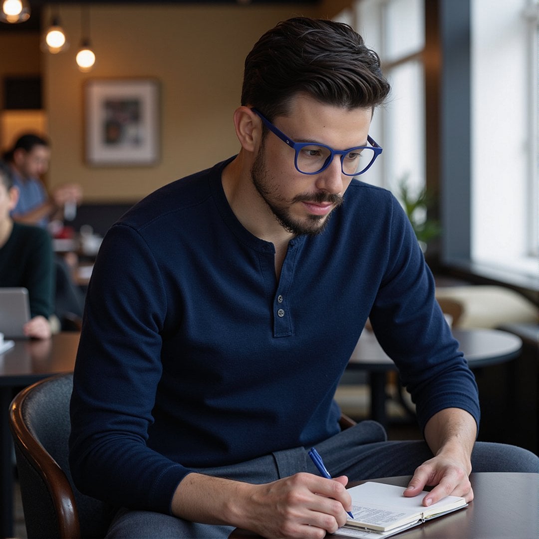 Lenskart Hustlr Midnight Blue Full Rim Square left side