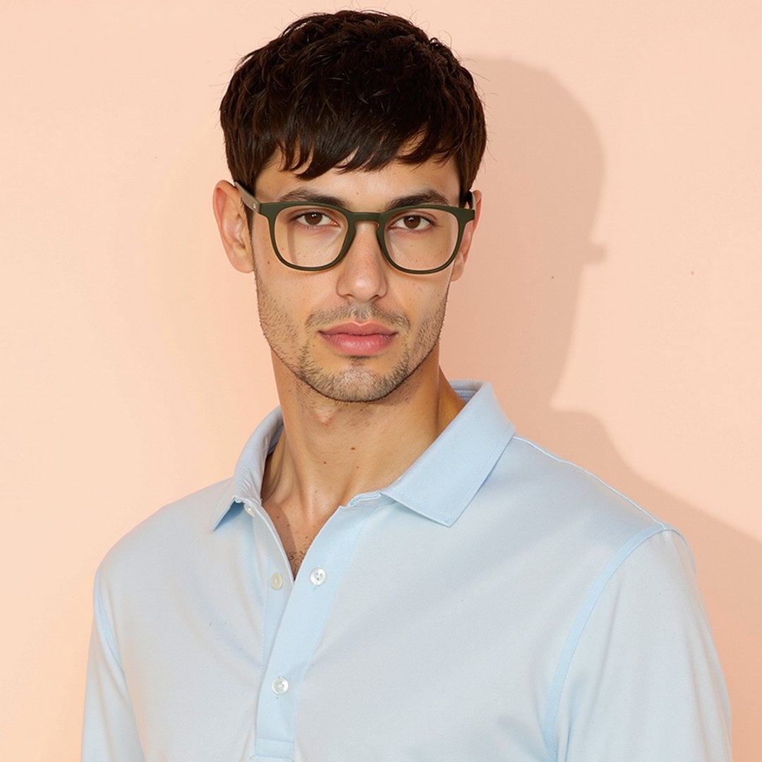 Lenskart Hustlr Online Military Green Full Rim Square left side