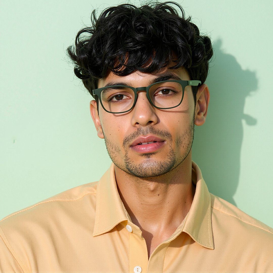 Lenskart Hustlr Online Military Green Full Rim Square right side